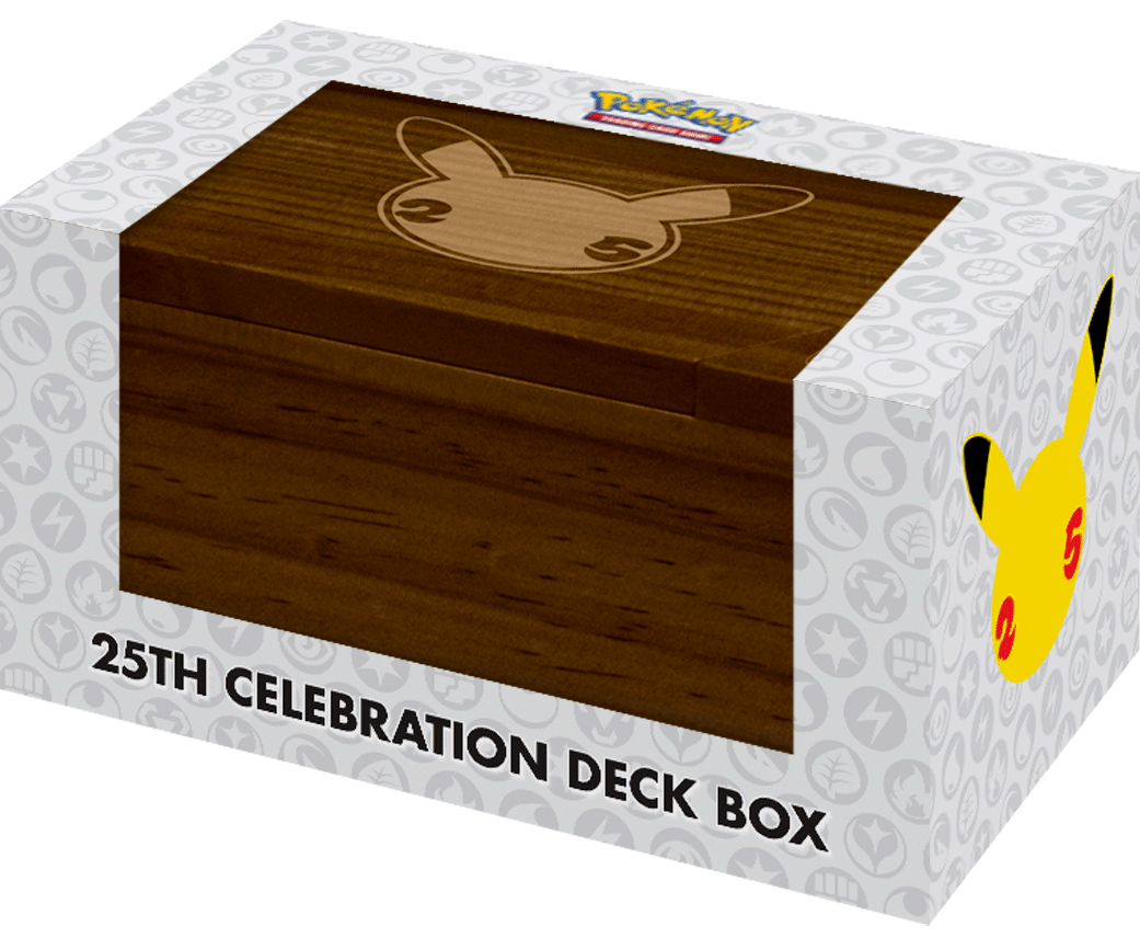 NEW Pokemon Pikachu 25th Celebrations Wooden Deck Box Case NEW Pokemon Pikachu 25th Celebrations Wooden Deck Box Case