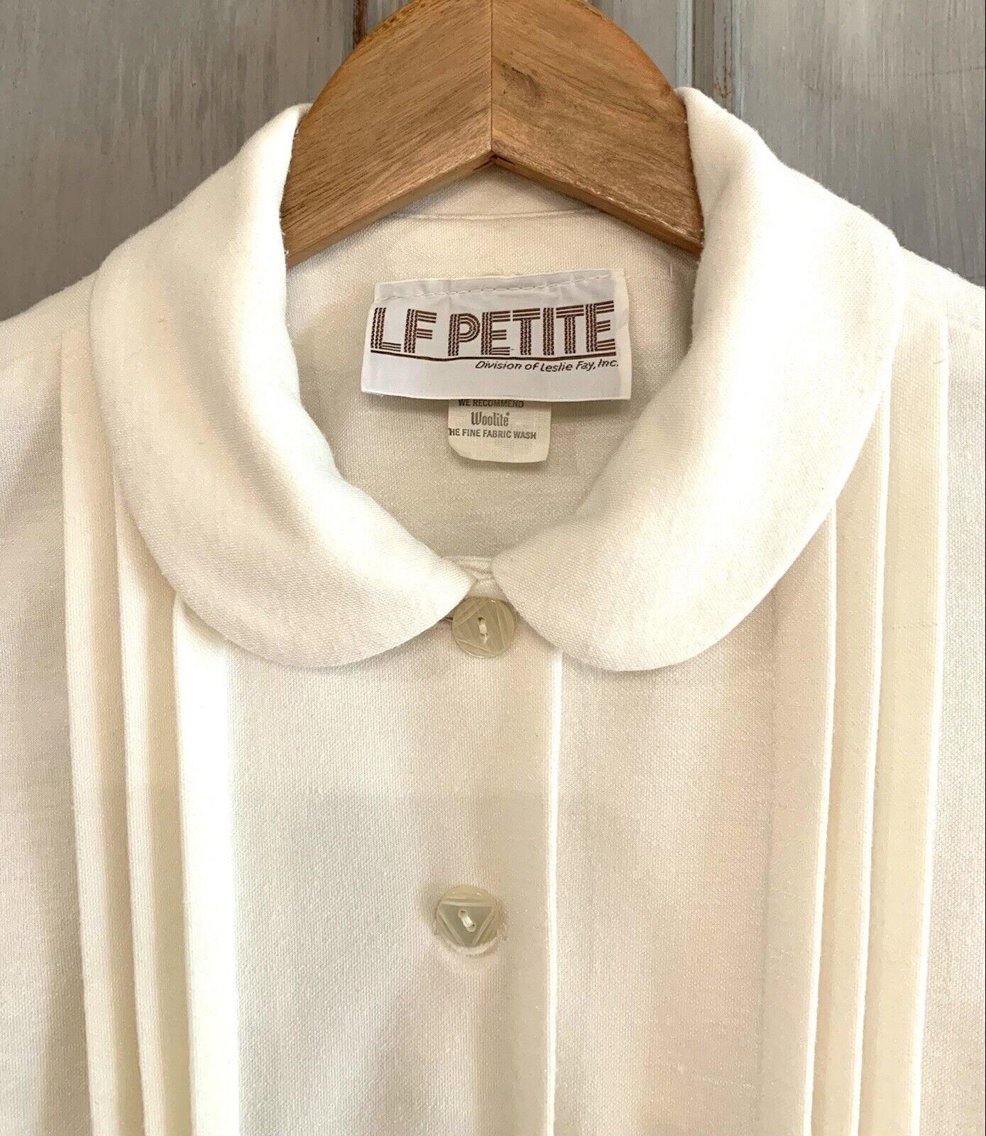 LF Leslie Fay Petites Vintage Ivory Knit Dress W/… - image 3