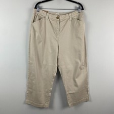 LL Bean Pants Sandbar Beige Comfort Waist Capris Size 16 Classic Fit
