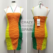ZARA WOMAN NWT SALE KNIT MINI DRESS GREEN ORANGE YELLOW 3859/100