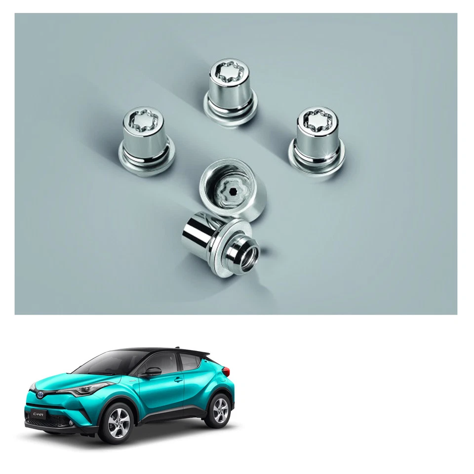 Wheel Lock 4 Nut + 1 Block Set Chrome For Toyota C-HR 2018 2019 - Imagem 2 de 4