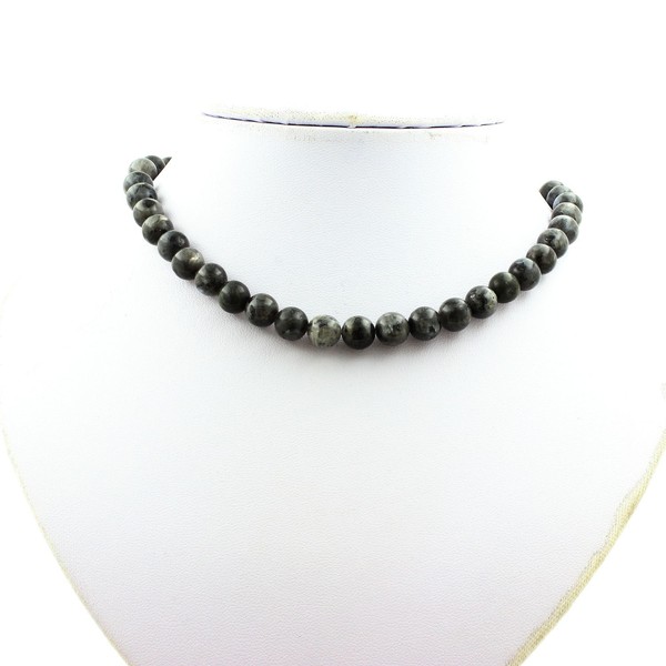 Steine Und Mineralien. Labradorit Perlen Halskette 8 Mm Kette Aus Edelstahl.-image