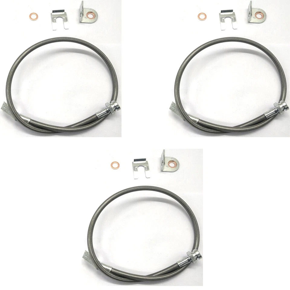 Front & Rear Extended Stainless Brake Lines For Jeep Wrangler TJ YJ XJ - Image 3 of 4