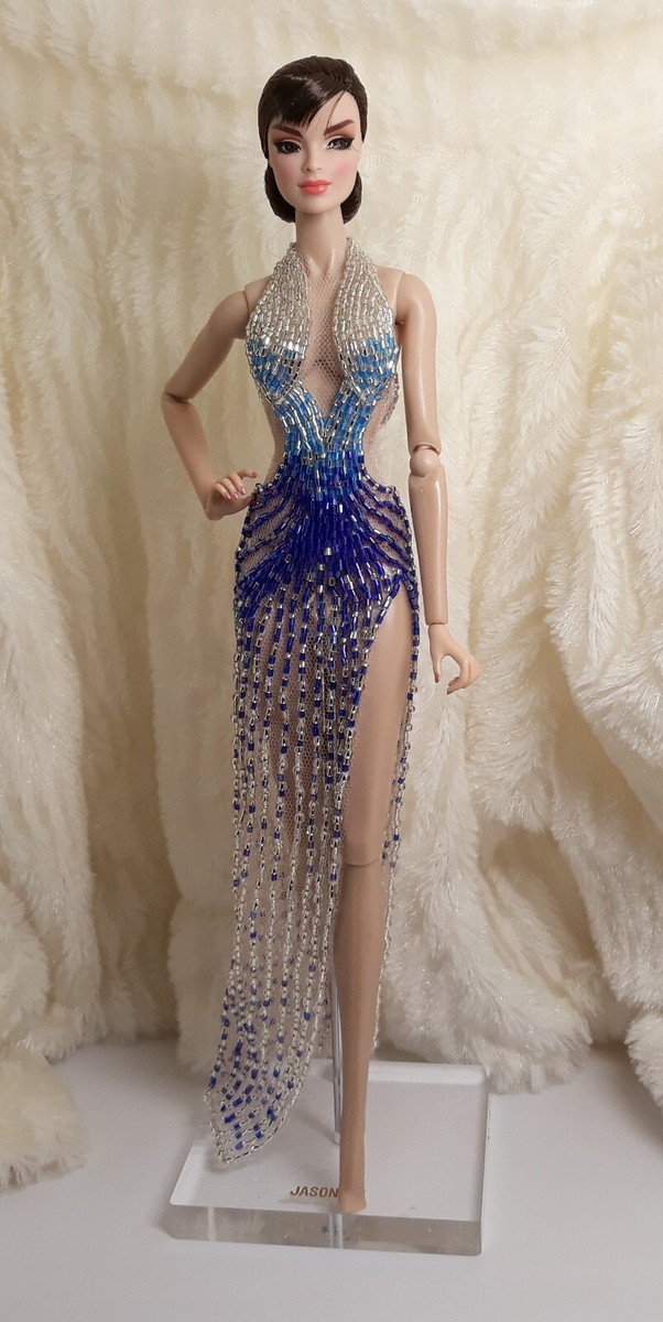 Evening Gown Dress Outfit Fits Silkstone Barbie FR Doll Handmade Blue Silver | eBay Evening Gown Dress Outfit Fits Silkstone Barbie FR Doll Handmade Blue Silver | eBay