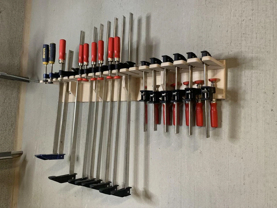 Portaherramientas con abrazadera de barra 20 ranuras estante de almacenamiento de garaje organizador de estante de madera Foto 3 de 4