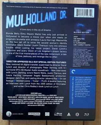 Mulholland Drive (Criterion Blu-Ray Disc, Oct-2015) 2001 David