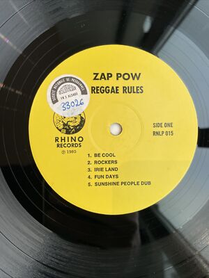 LP ZAP POW - REGGAE RULES - US press RHINO RNLP 015 - 1980