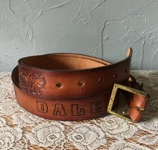 Vintage DALE Leather Belt Handmade with Brass Buckle 40,41,42,43,44  Waist Large