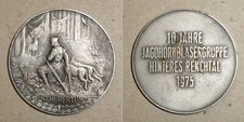 Medal 10 J. Dmuchawa z rogiem myśliwskim Renchtal 1975 Objawienie św. Huberta i jelenia