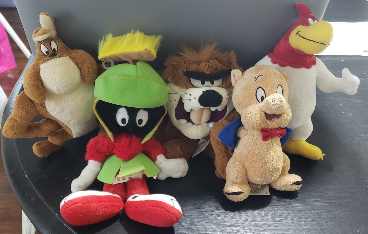 Six Flags Plush Lot Porky Tasmanian Devil Marvin Martian Foghorn