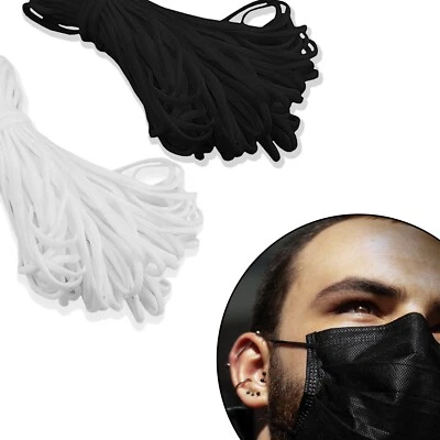 TRIMMING SHOP Flat Elastic Cord Black & White Strong Sewing Masks Elastic 3mm 4mm 5mm Wide