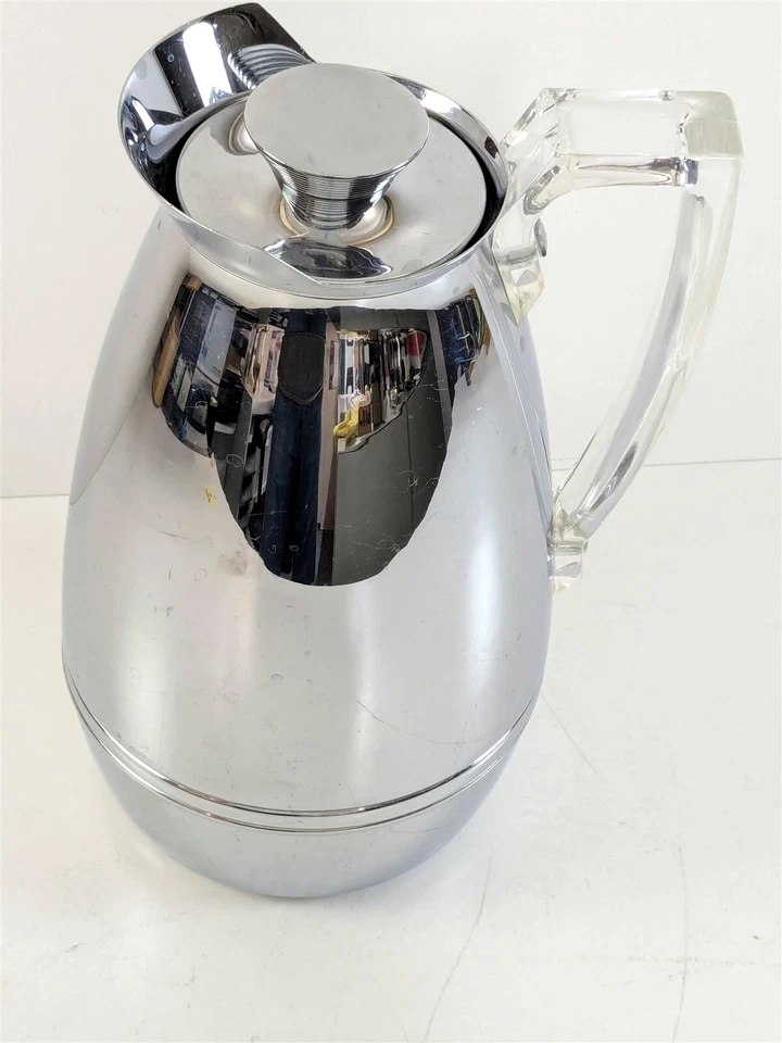 Jarra de mayordomo de café cromada MCM de colección modelo 585J mango Lucite EE. UU. Foto 2 de 4