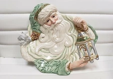 Fitz and Floyd - Gregorian Canape Plate - Santa Holding Lantern  10" wide & long