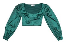 Femme Luxe Green Cropped Blouse, Size 6, Party Top