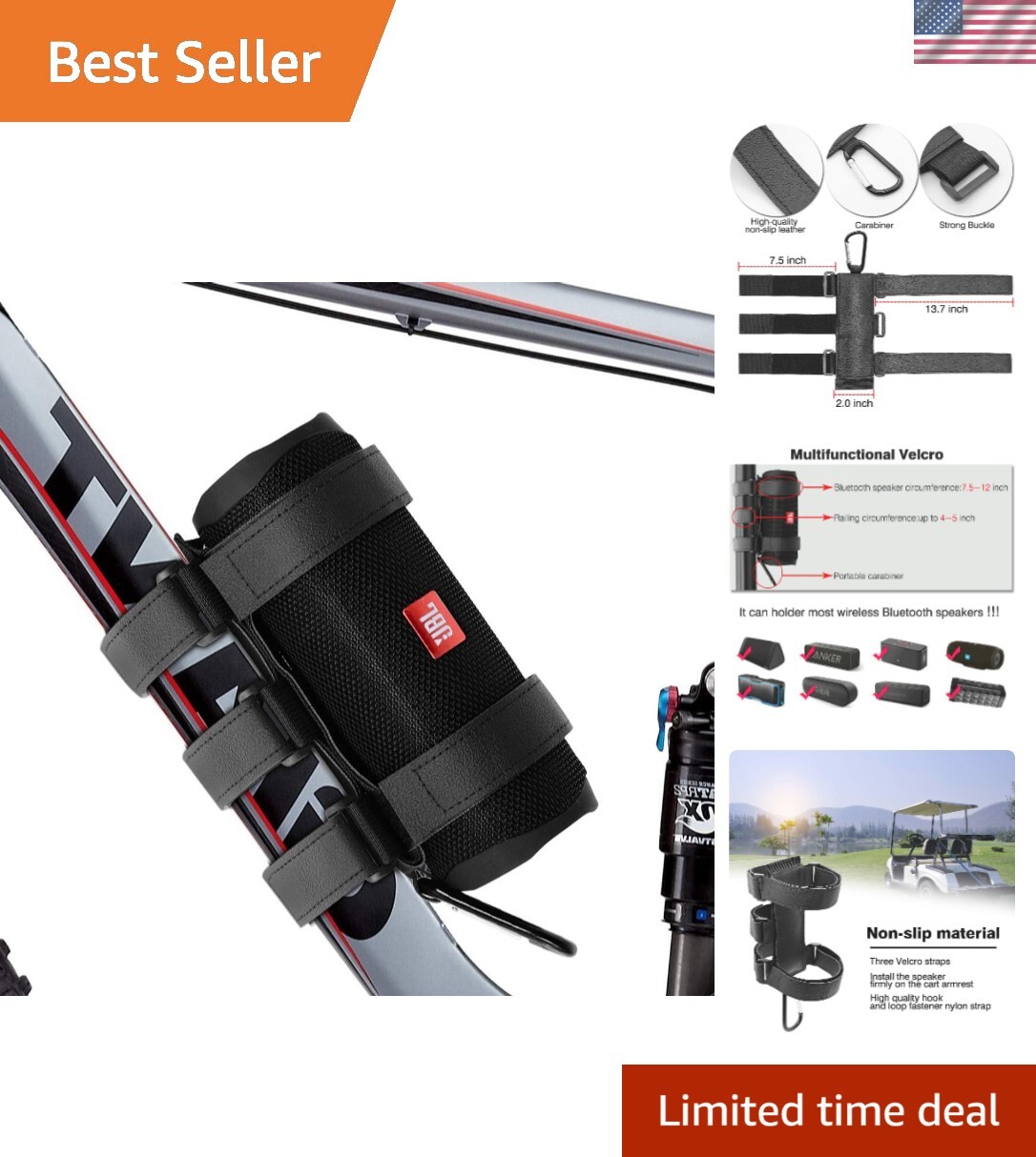 Durable Waterproof Speaker Mount with Adjustable Straps - For Outdoor Adventures-image