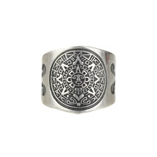 Vintage Taxco Sterling Silver Aztec Calendar Band Ring Sz 7.25