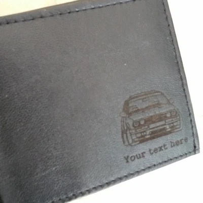 Portefeuille cuir gravé BMW E30 (marchandise cadeau cadeau 325i série 3 320i) - Photo 1/2
