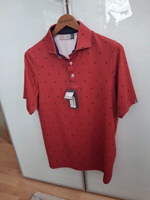 Kjus Golf Polo Herren   Gr. 46   rostrot mit blau   neu & Etikett