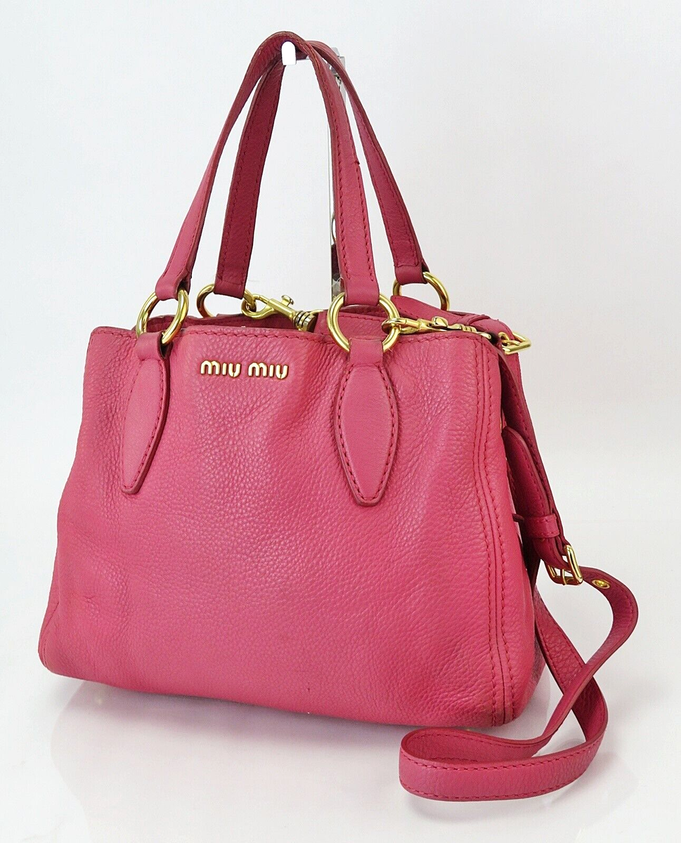 Auth MIU MIU Pink Leather 2 Way Hand Shoulder Bag Purse #60415 | eBay