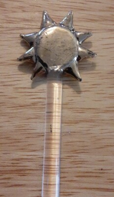 #ad Glass Swizzle Stick Gold Sun Hand Blown 8quot; Stirrer Vintage $5.25