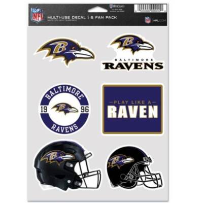Baltimore Ravens - Sheet Of 6 Vinyl Stickers