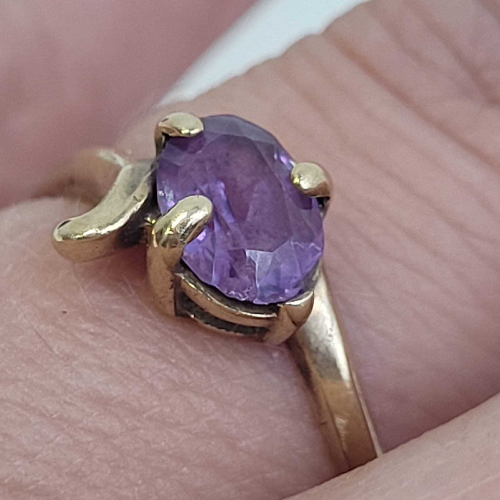 Vintage 10K Gold Amethyst Stone Ring for Repair 0.059oz