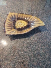 Vintage Japan Brown Yellow Ceramic Ashtray Dish Retro Mid Century Modern MCM