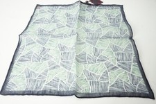 Isaia Emerald Green Navy Blue Leaflet 100 Linen Pocket Square Italy New