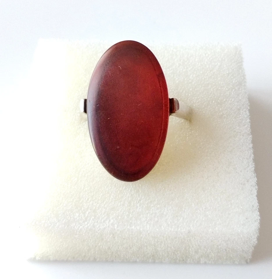 Bague en Ambre de la Baltique sur Argent Sterling 925 - Taille 56 - Photo 1/3