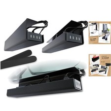 Modern Under Desk Cable Organizer Tray - Spacious Self-Adhesive Design, 2-Piece
