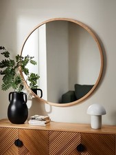 John Lewis Slim Solid Oak Wood 100cm Round Wall Mirror - Natural Oak (Detached)