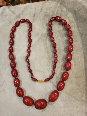 Antique Faturan Cherry Amber Bakelite Bead Necklace 128 Grams - Main Image