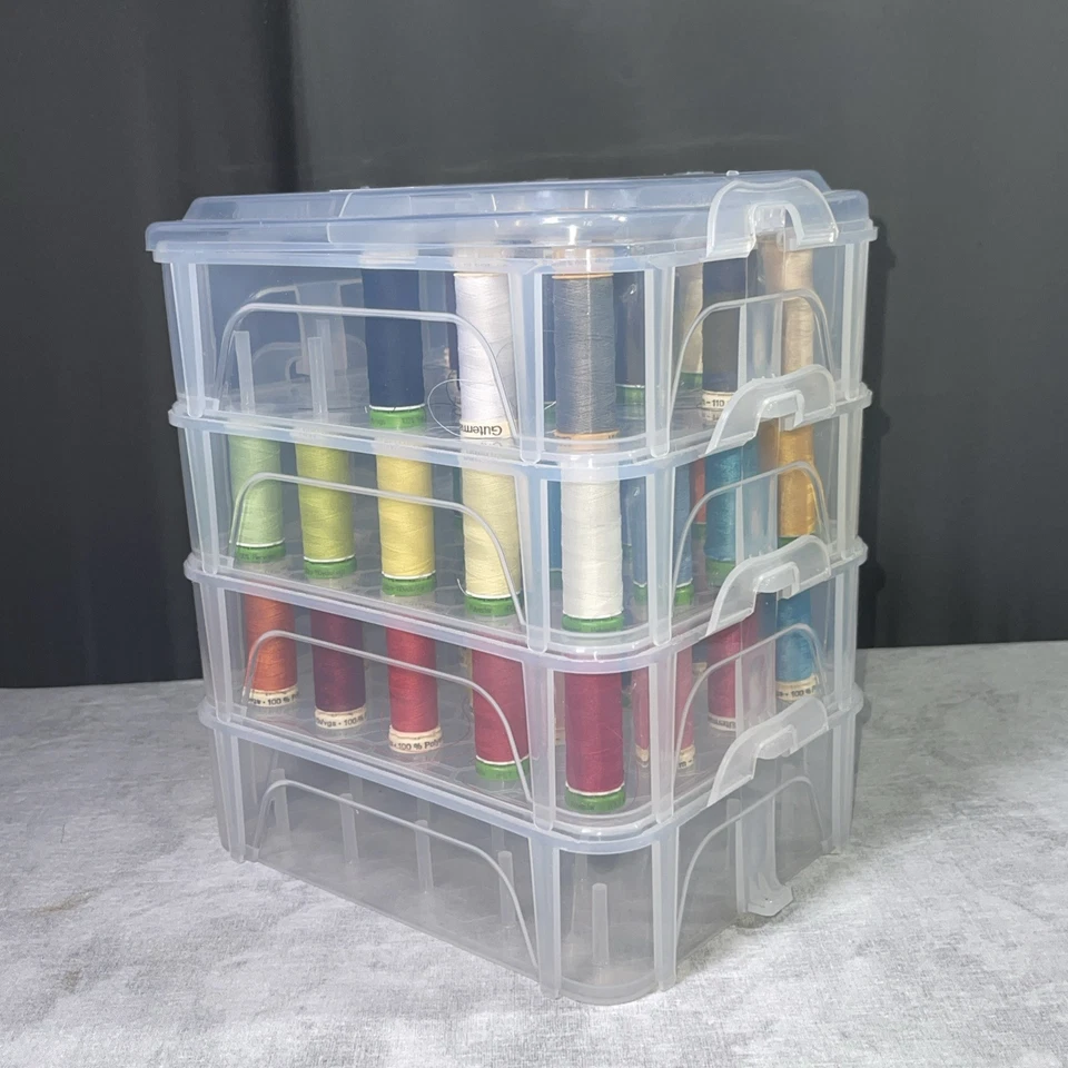 Gutermann Stitching Thread Set 52 Spools Multicolor & 4-Layer Clear Storage Case - Image 2 of 4