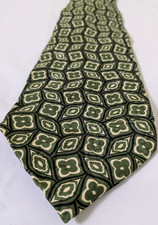 Burberrys London Silk Tie Geometric Green Handsewn in USA 56x3.75 - Needs Care