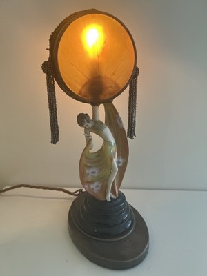 Art Deco Fasold & Stauch Bock Wallendorf Germany Porzellan Figur Lampe