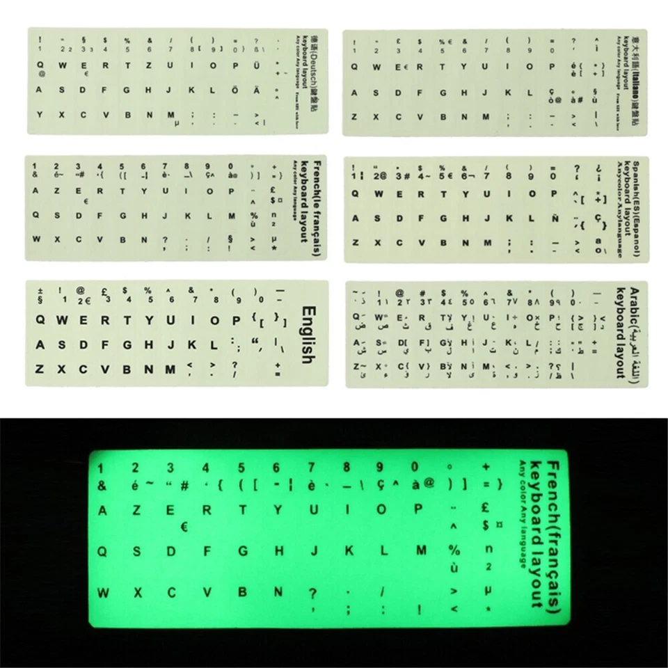 Different Languages Notebook Desktop Universal Luminous Keyboard Stickers - Image 2 of 4