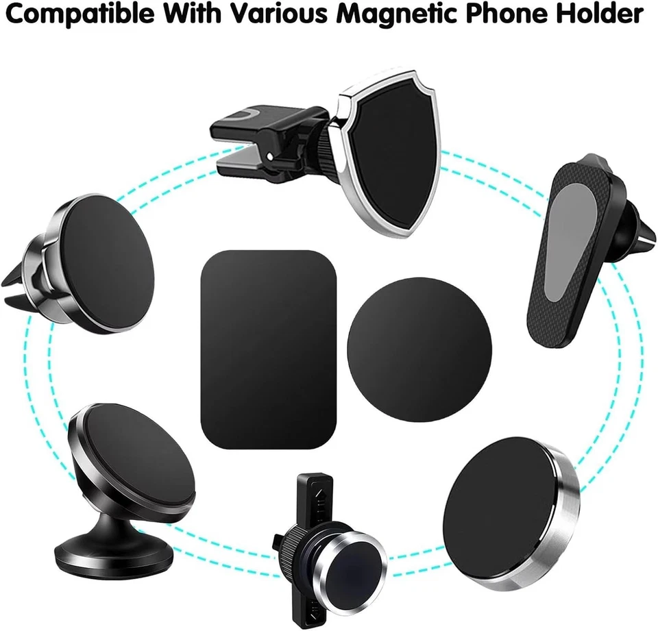 8 PCS Adhesive Metal Plates Sticker – Round & Rectangular for Magnetic Phone Hol - Image 4 of 4