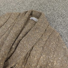 VTG Robert Scott Sweater Womens L Brown Mohair Shawl Cable Knit Button Cardigan