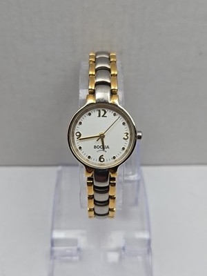 Boccia Titanium Womens Two Tone Watch White Dial Japan Quartz 5 Bar New Battery