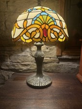 Pair Of Tiffany Table Lamps Heavy Bronze Finish