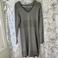 PrAna Organic Cotton M Gray/brown lightweight Sweater Dress hooded natural 