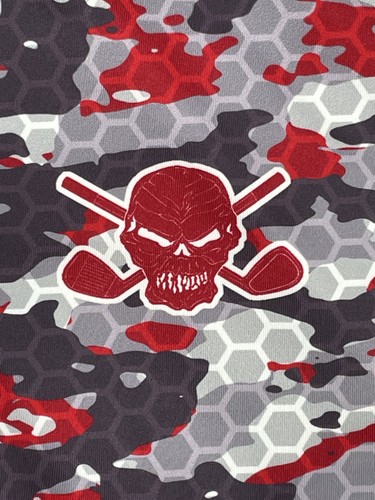 Tattoo Golf Camo Collection Polo Shirt Mens XL Red Gray Hex Skull Clubs Moisture - Picture 2 of 8