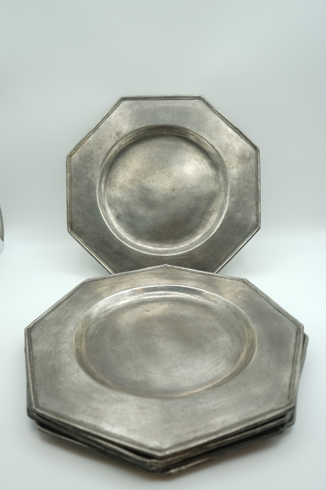 Vintage Set of 6 Zinngiesserei Plates Pewter 95%