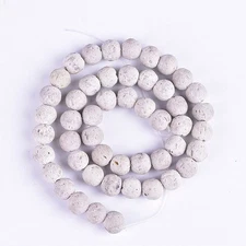 6mm White Lava Rock Stone Beads for Jewelry Making Round Gemstone Beads Essie...