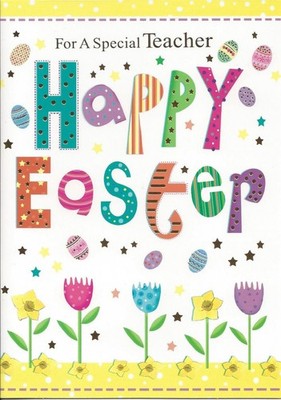 Osterkarte - Lehrerin - Frohe Ostern Blumen Qualitätskarte Neu