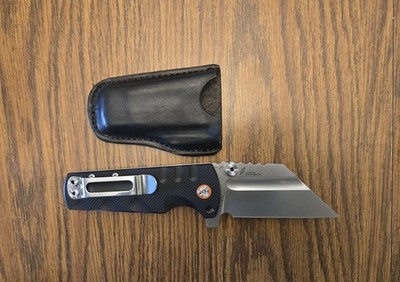 NEW ARTISAN BLACK G10 PROPONENT D2 STEEL STONEWASHED + LEATHER BELT SHEATH