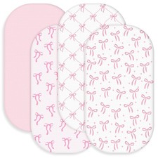 Pink Bow Crib Sheets Set 4 Pack 31x15 In Baby nursery Bedding New
