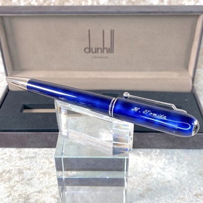 Dunhill Ballpoint Pen Sidecar Blue Marble Lacquer NAME ENGRAVED with Case