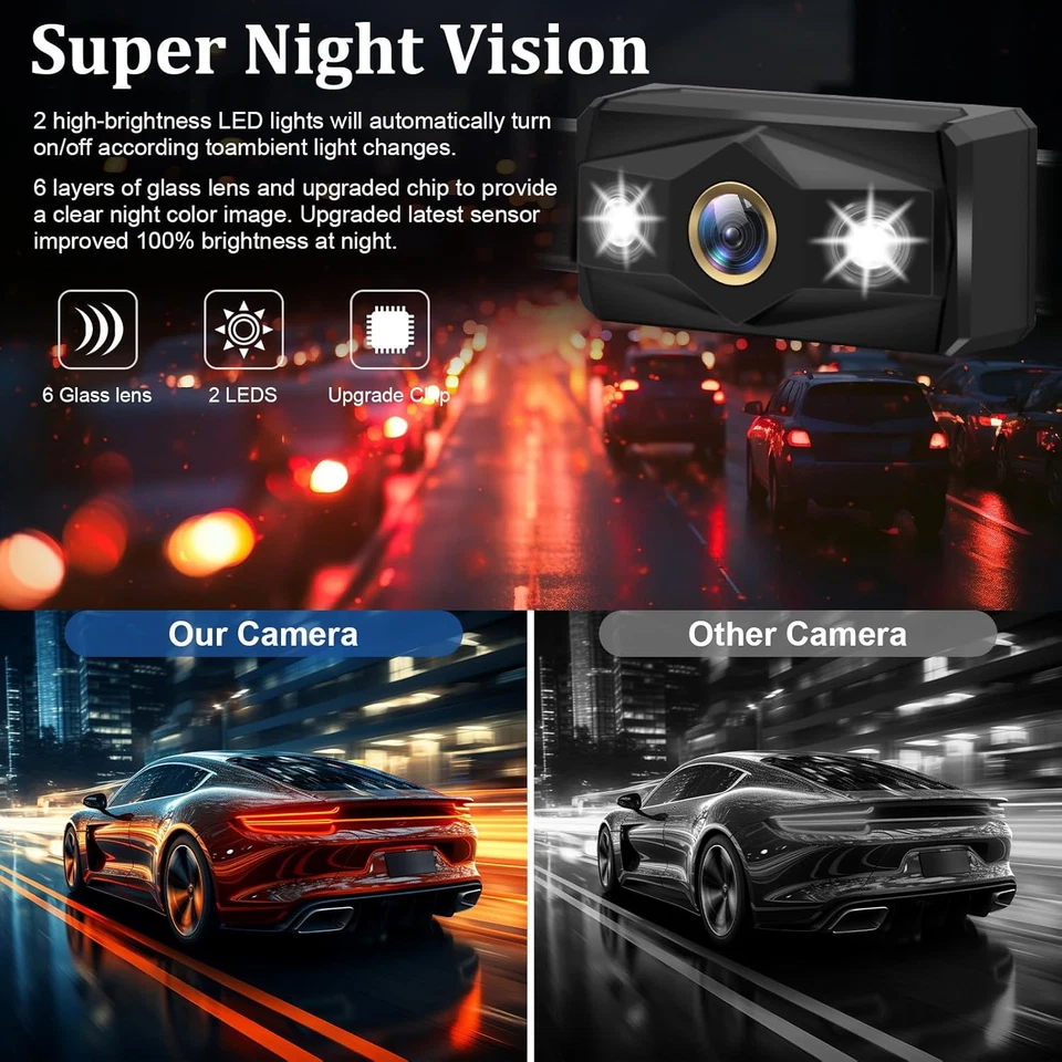 Backup Camera for Truck 7 Inch HD 2K Front Rear View Monitor Kit Auto Color Imag - Image 2 of 4