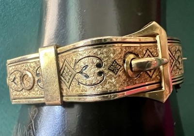 STUNNING VINTAGE 10K GOLD FILL & BLACK ENAMEL BRACELET SIGNED P.S. CO